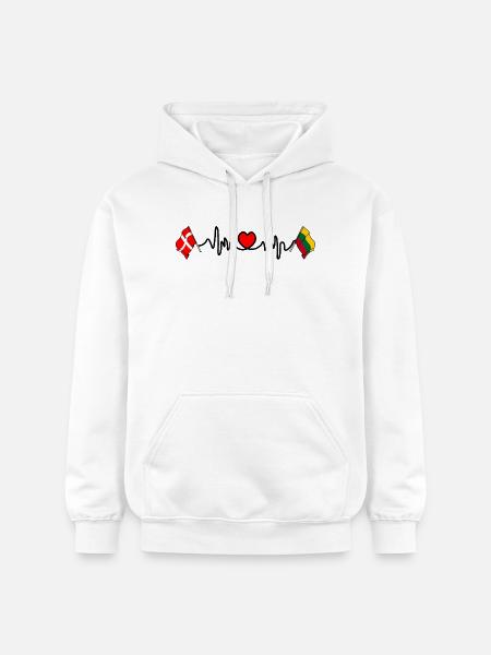 Cardio heart Flag Denmark, flag Lithuania - Gildan Unisex Softstyle® Midweight Hoodie - white