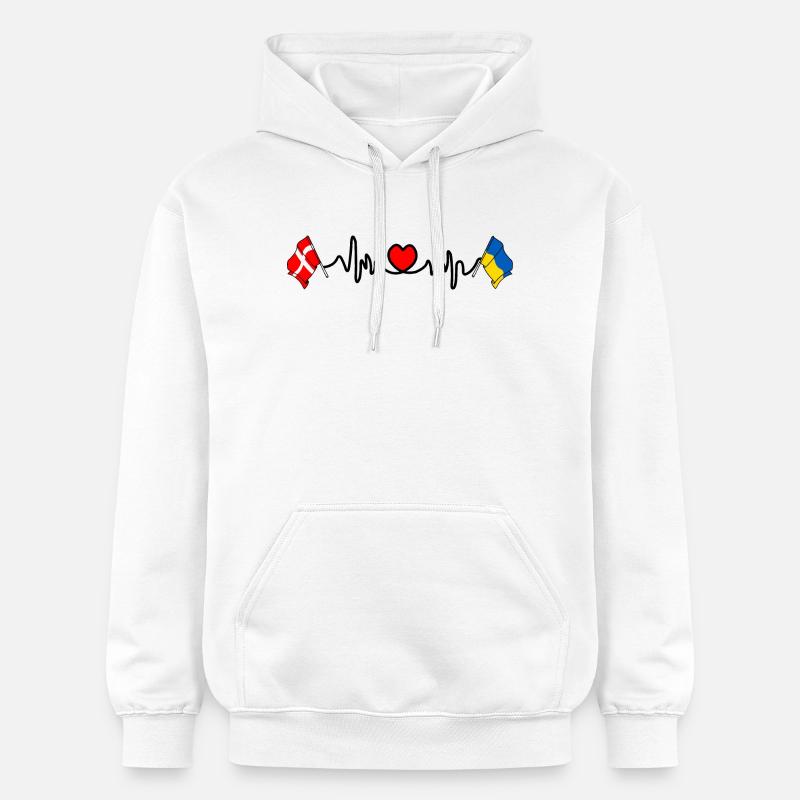 Cardio heart Drapeau Danemark, drapeau Ukraine - Sweat à capuche Softstyle® Gildan Unisexe - blanc