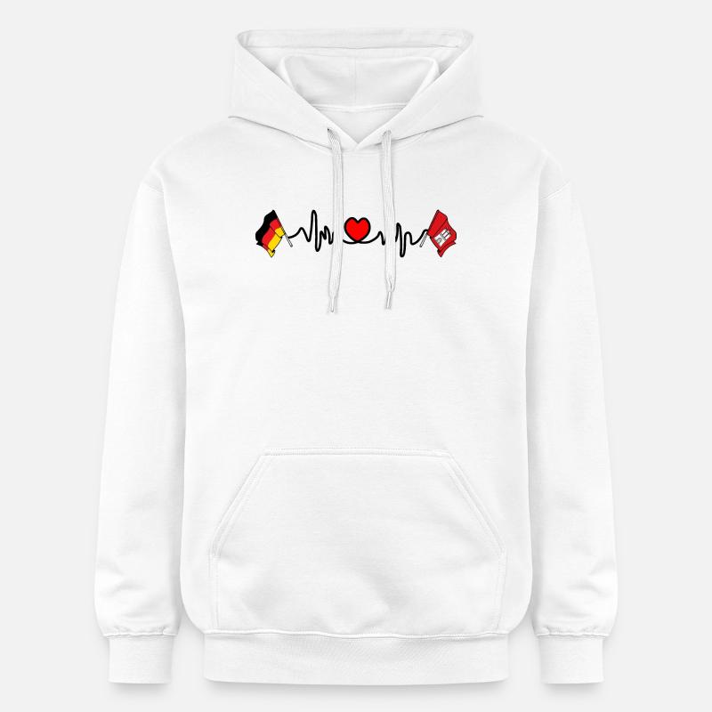 Cardio heart Drapeau Allemagne, drapeau Hambourg - Sweat à capuche Softstyle® Gildan Unisexe - blanc