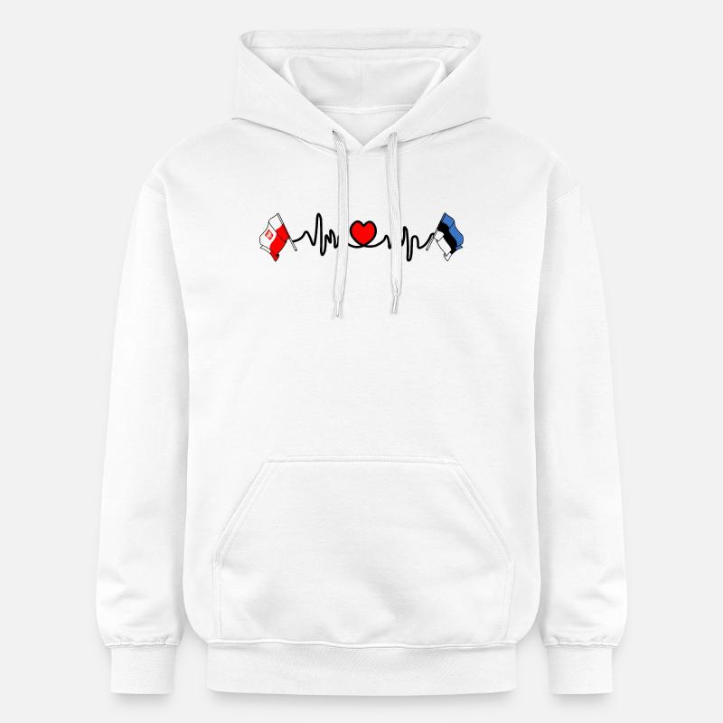 Cardio cardiaque Drapeau Pologne, Estonie - Sweat à capuche Softstyle® Gildan Unisexe - blanc