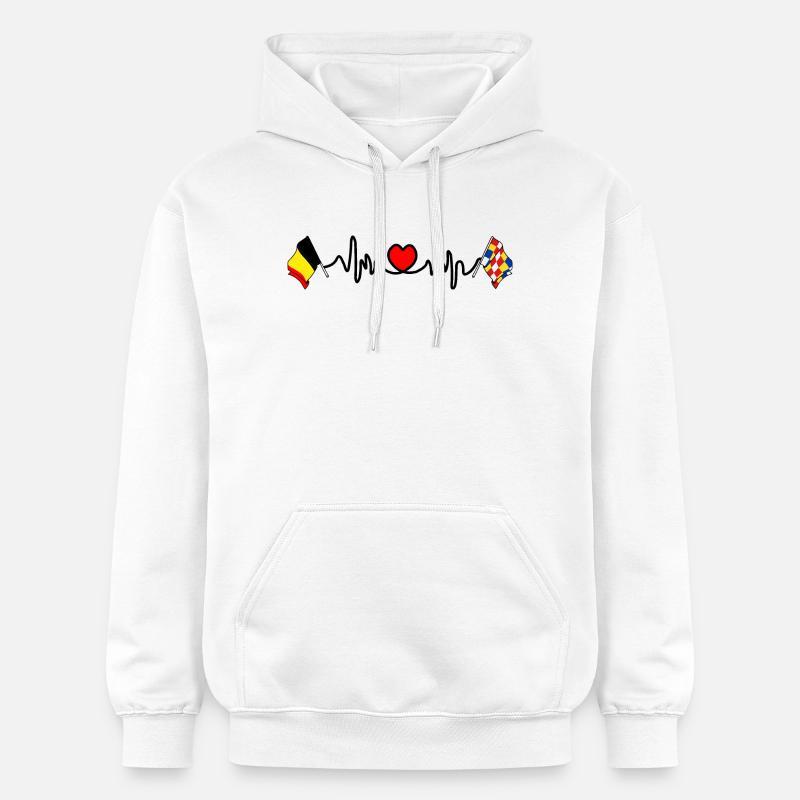 Coeur cardio avec drapeau Belgique, Anvers - Sweat à capuche Softstyle® Gildan Unisexe - blanc
