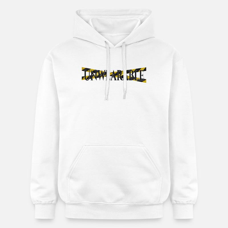 Untragbar – Statement-Design mit Warnband - Gildan Unisex Softstyle® Midweight Hoodie - Weiß