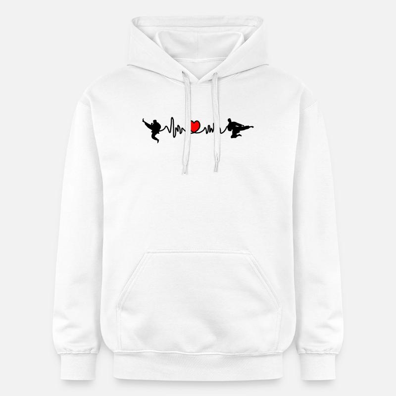 Karate Cardio oder Herzfrequenz mit Karate-Kicks - Gildan Unisex Softstyle® Midweight Hoodie - Weiß