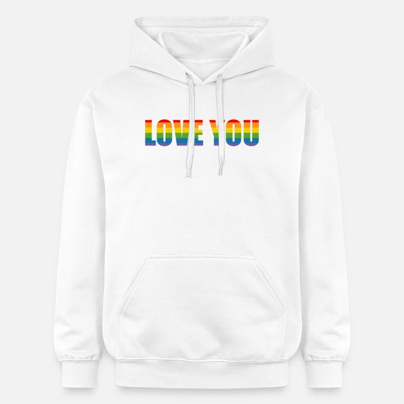 rayures arc-en-ciel t’aiment lgbtqi queer - Sweat à capuche Softstyle® Gildan Unisexe - blanc