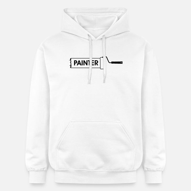 Farbroller transparent mit Text 'PAINTER' - Gildan Unisex Softstyle® Midweight Hoodie - Weiß