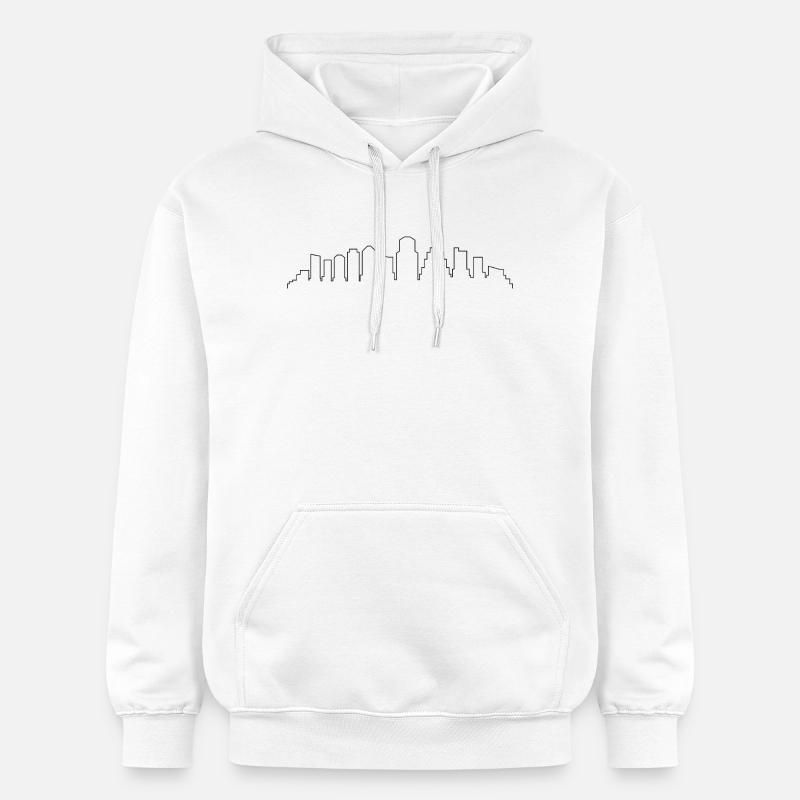 Silhouette de la skyline d’Austin - Sweat à capuche Softstyle® Gildan Unisexe - blanc