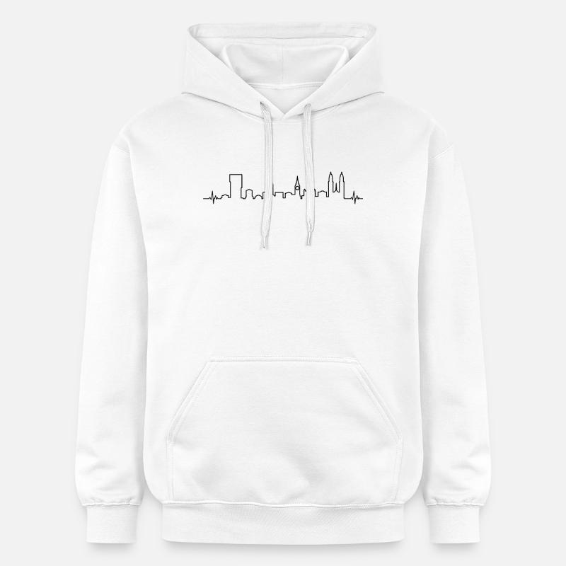 Rythme cardiaque Zurich Suisse Limmat Silhouette - Sweat à capuche Softstyle® Gildan Unisexe - blanc