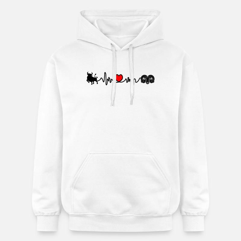 Fréquence cardiaque cardio Taureau Bélier - Sweat à capuche Softstyle® Gildan Unisexe - blanc