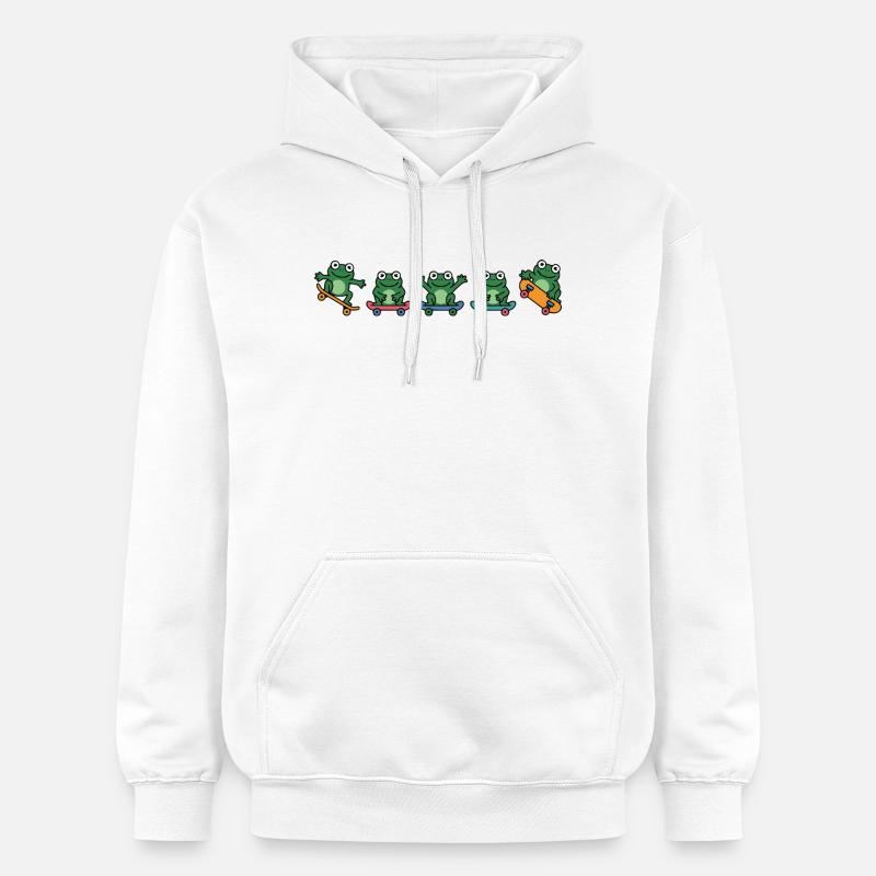 Rangée de grenouilles en skateboard - Sweat à capuche Softstyle® Gildan Unisexe - blanc