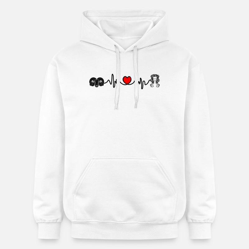 Fréquence cardiaque cardio Bélier Vierge - Sweat à capuche Softstyle® Gildan Unisexe - blanc