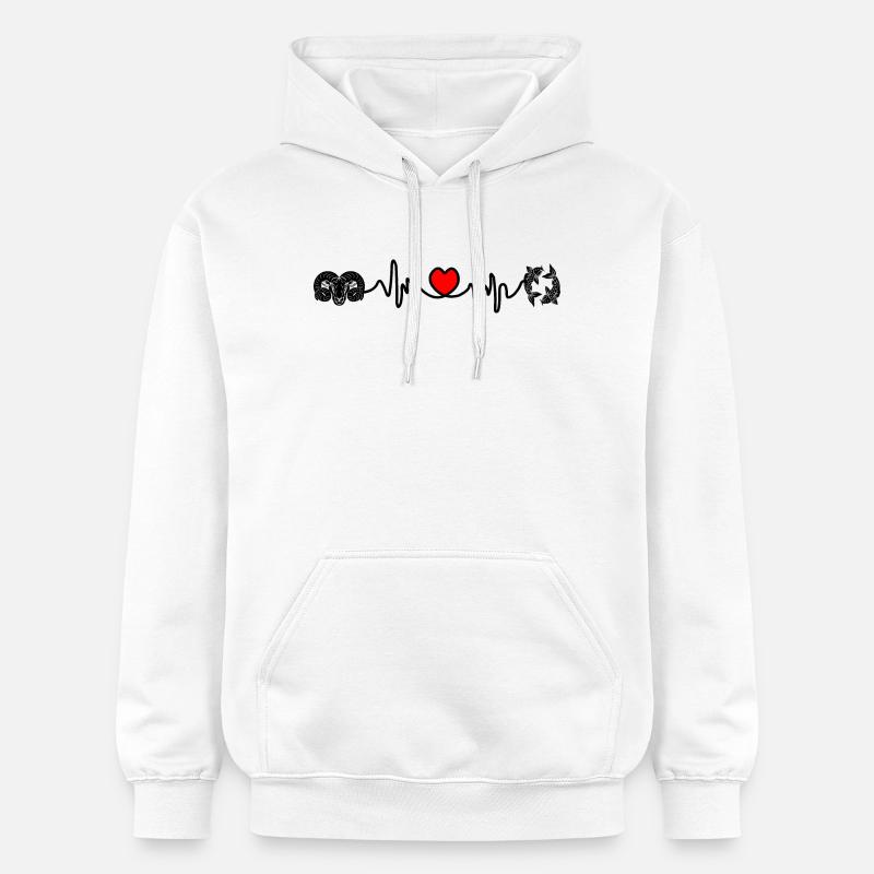 Fréquence cardiaque Cardio Bélier Poissons - Sweat à capuche Softstyle® Gildan Unisexe - blanc