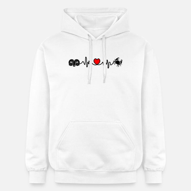 Herzfrequenz Kardio Widder Krebs - Gildan Unisex Softstyle® Midweight Hoodie - Weiß