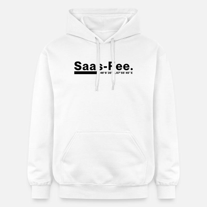 Coordonnées Saas-Fee Valais, Suisse - Sweat à capuche Softstyle® Gildan Unisexe - blanc