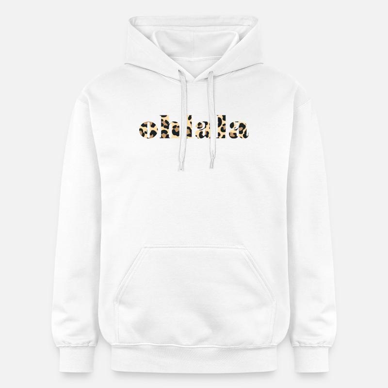 Police d’Olala à imprimé léopard - Sweat à capuche Softstyle® Gildan Unisexe - blanc