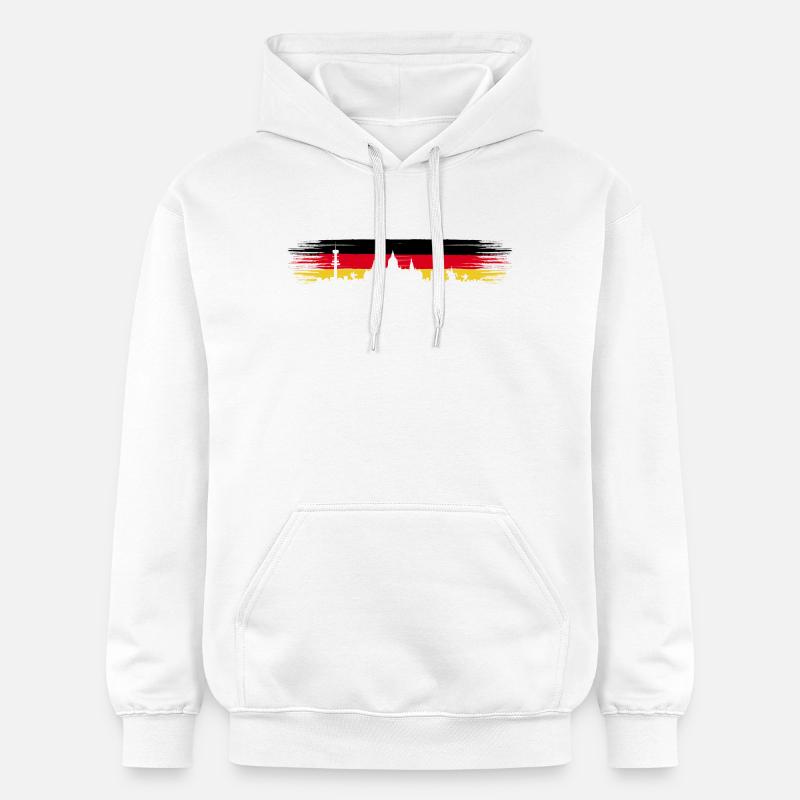 Hanovre Allemagne Drapeau Basse-Saxe Skyline - Sweat à capuche Softstyle® Gildan Unisexe - blanc