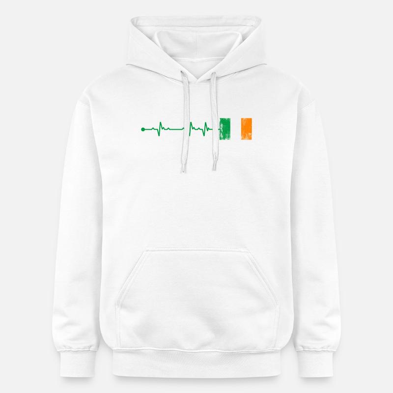 Drapeau de l’Irlande Heartbeat - Sweat à capuche Softstyle® Gildan Unisexe - blanc