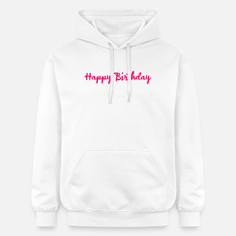 HAPPY BIRTHDAY. JOYEUX ANNIVERSAIRE. ANNIVERSAIRE. - Sweat à capuche Softstyle® Gildan Unisexe - blanc