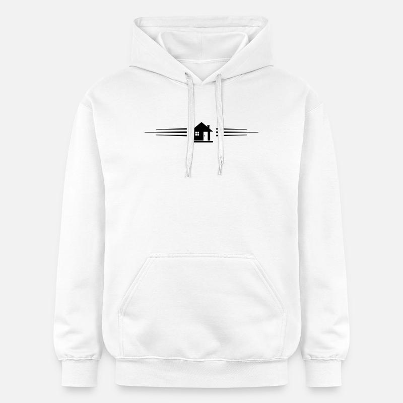 Icône de maison ligne de propriété - Sweat à capuche Softstyle® Gildan Unisexe - blanc