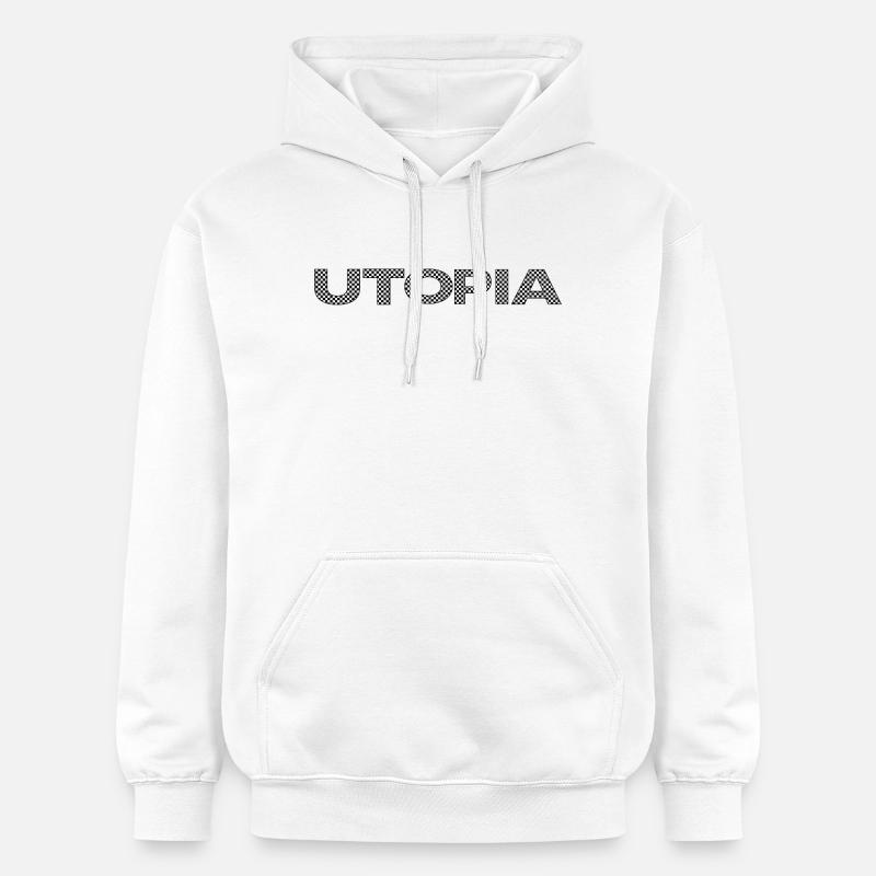 UTOPIA – Déclaration en damier - Sweat à capuche Softstyle® Gildan Unisexe - blanc
