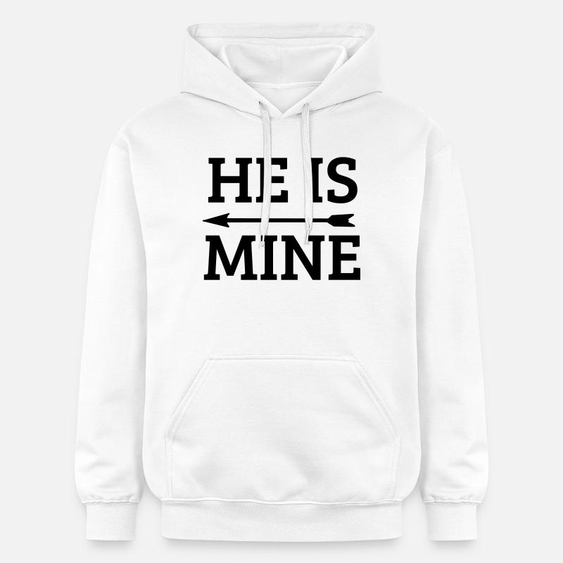he is mine - Sweat à capuche Softstyle® Gildan Unisexe - blanc