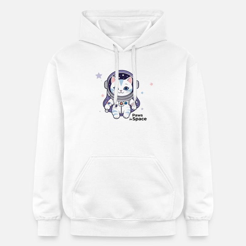 Astronaut Cat Space Cat Design - Sweat à capuche Softstyle® Gildan Unisexe - blanc