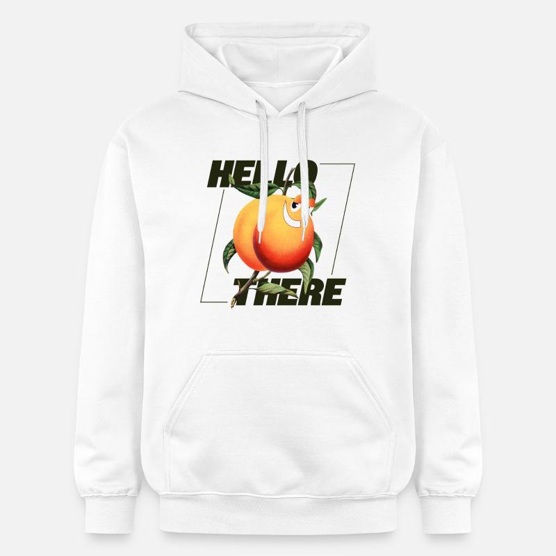 Peach Retro – Déclaration Hello There - Sweat à capuche Softstyle® Gildan Unisexe - blanc