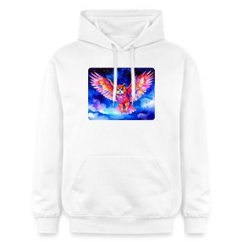 hibou grand-duc coloré devant un ciel étoilé - Sweat à capuche Softstyle® Gildan Unisexe - blanc - Devant - Liana (172cm) & Jaron (178cm)