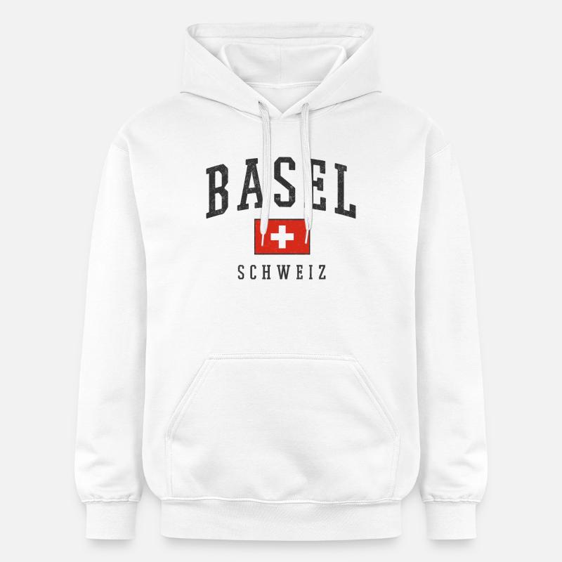 Bâle Suisse Design avec drapeau - Sweat à capuche Softstyle® Gildan Unisexe - blanc