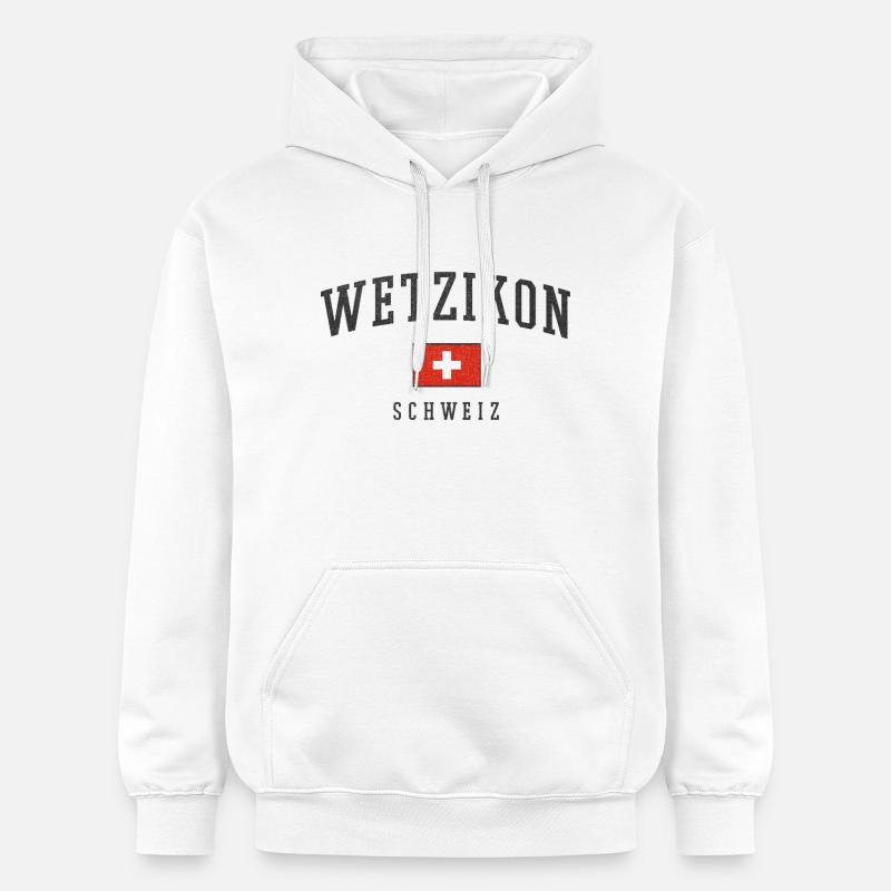 Wetzikon Drapeau suisse - Sweat à capuche Softstyle® Gildan Unisexe - blanc