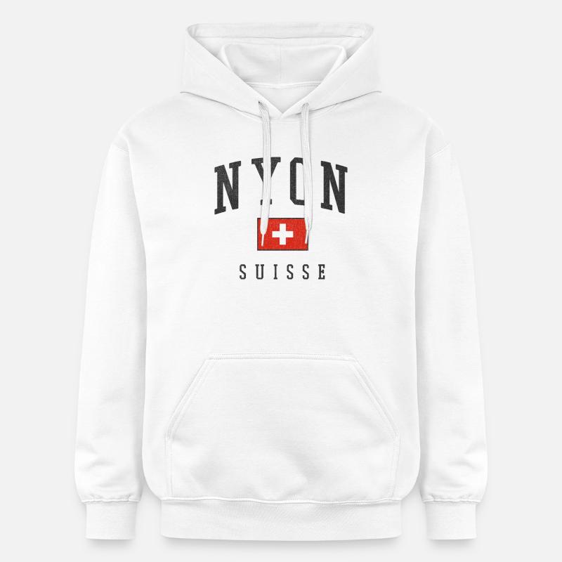 Graphique du drapeau Nyon Suisse - Sweat à capuche Softstyle® Gildan Unisexe - blanc