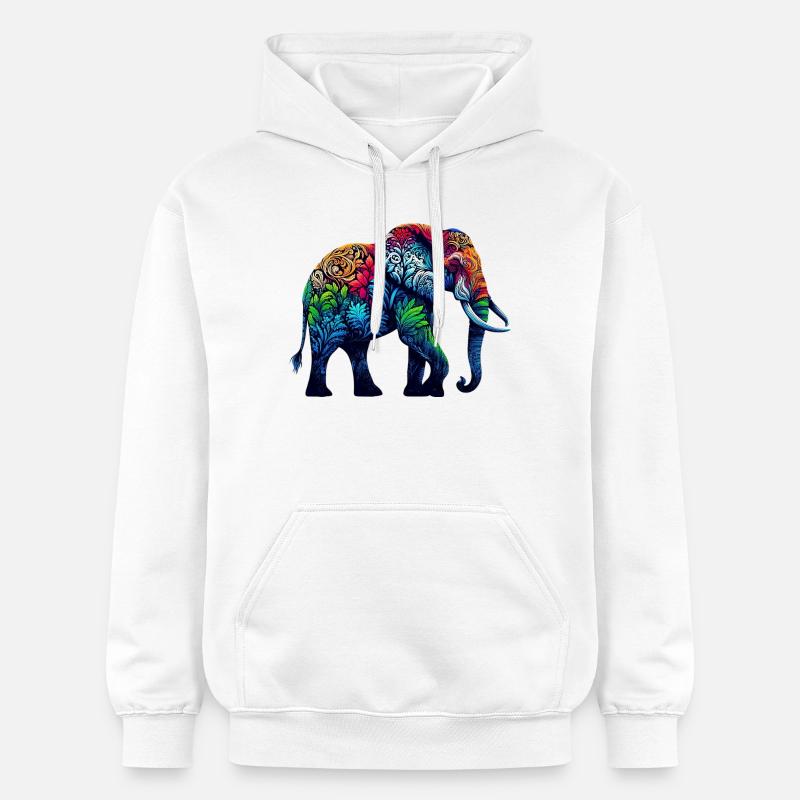 Éléphant - Sweat à capuche Softstyle® Gildan Unisexe - blanc