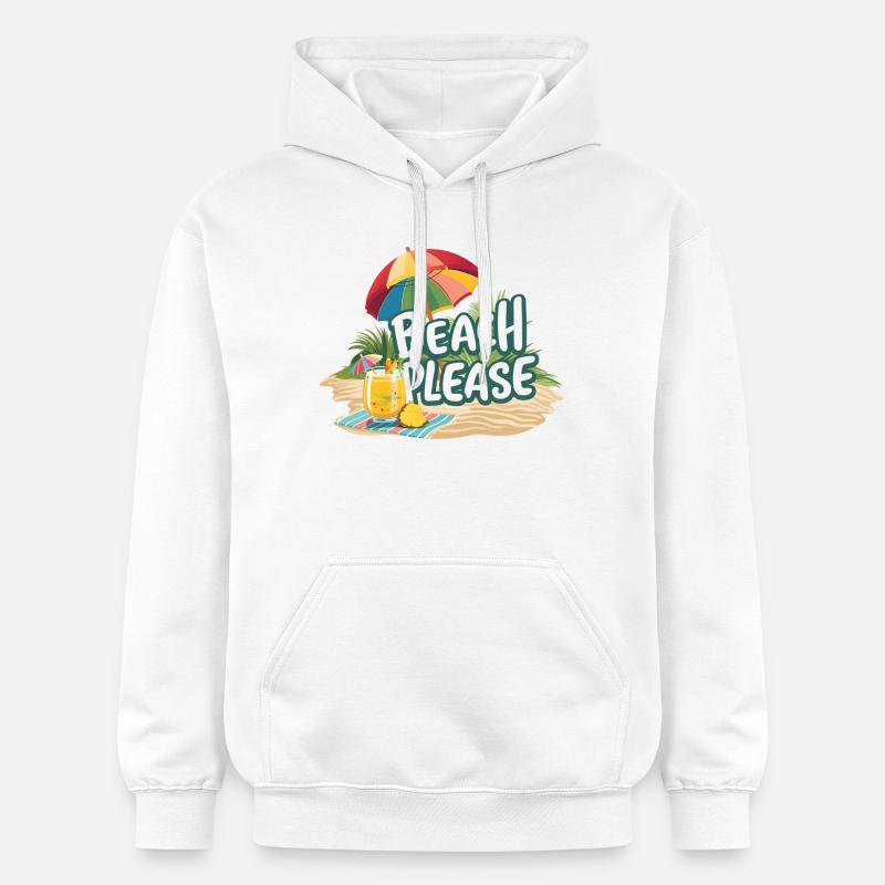 Été - Plage s’il vous plaît - Sweat à capuche Softstyle® Gildan Unisexe - blanc