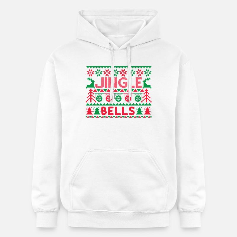 Pull moche - Jingle Bells Knit Pattern - Sweat à capuche Softstyle® Gildan Unisexe - blanc