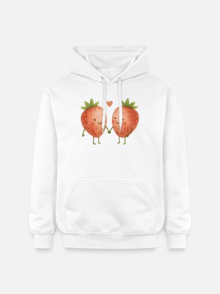 Cuddly Strawberries Love Heart Couple - Gildan Unisex Softstyle® Midweight Hoodie - white