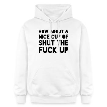 Lustige sarkastische Aussage - Gildan Unisex Softstyle® Midweight Hoodie - Weiß - Vorne - Liana (172cm) & Jaron (178cm)