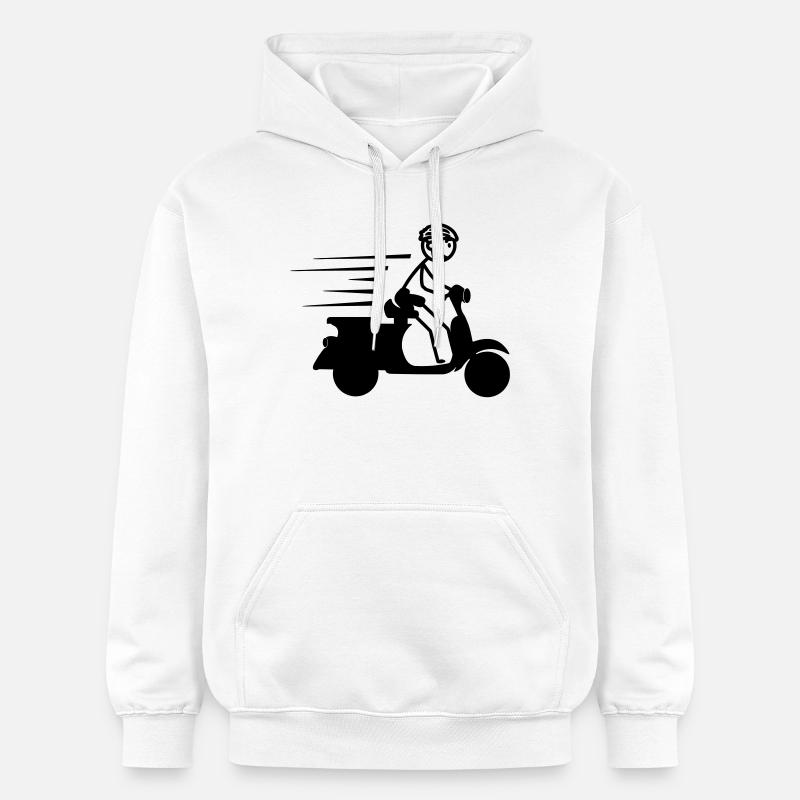 Scooter avec garçon stickmen - Sweat à capuche Softstyle® Gildan Unisexe - blanc