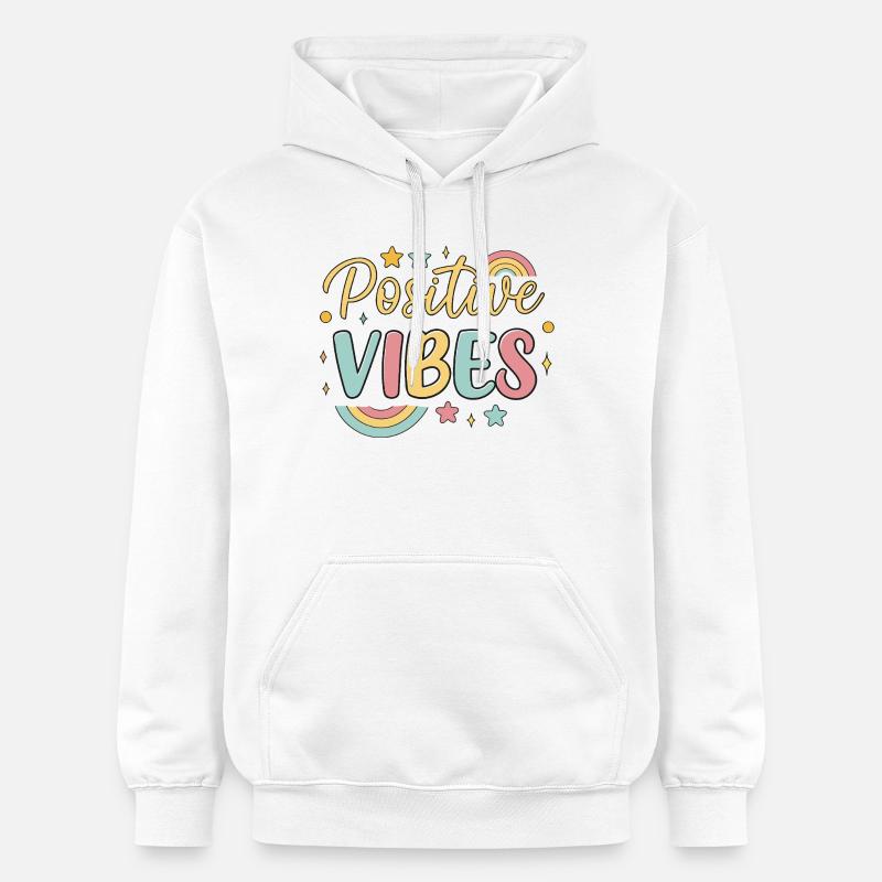 Vibes Positives Arc ciel - Sweat à capuche Softstyle® Gildan Unisexe - blanc