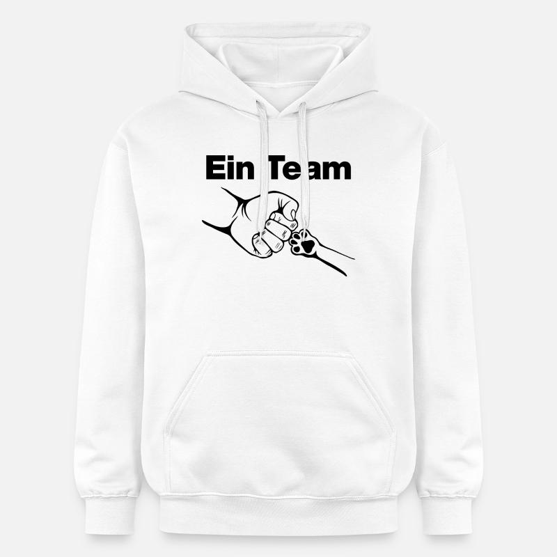 Ein Team – Mensch & Samtpfote, Katzenliebe, Katze - Gildan Unisex Softstyle® Midweight Hoodie - Weiß