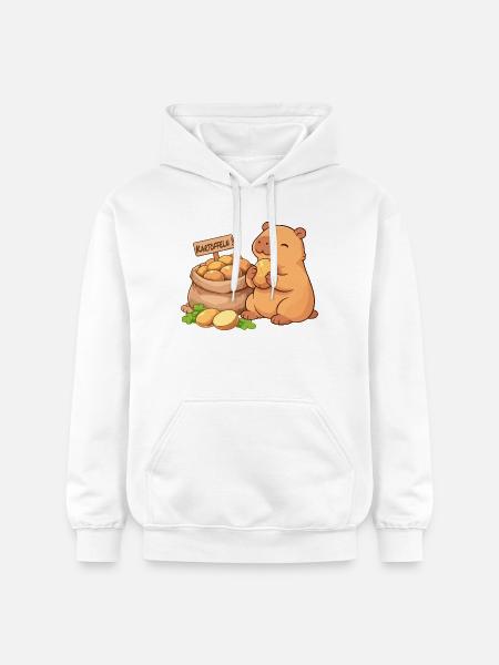 Capybara with potatoes – relaxed & cute - Gildan Unisex Softstyle® Midweight Hoodie - white