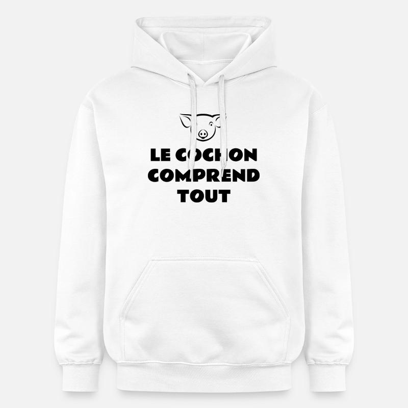 Le cochon comprend tout - Sweat à capuche Softstyle® Gildan Unisexe - blanc