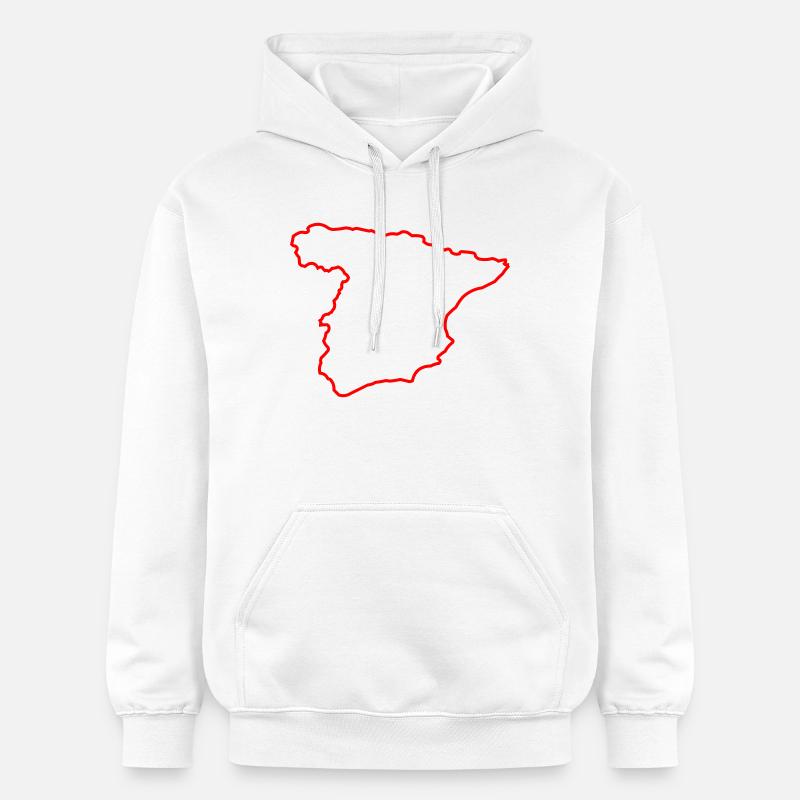 Silhouette de l’Espagne en rouge vif - Sweat à capuche Softstyle® Gildan Unisexe - blanc