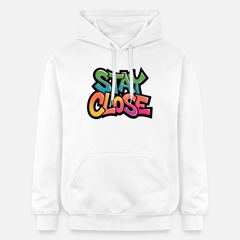 Restez près Typographie du graffiti - Sweat à capuche Softstyle® Gildan Unisexe - blanc