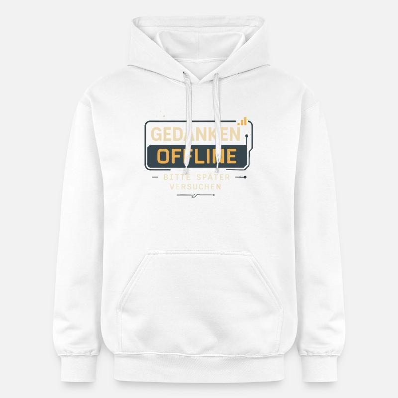 „Gedanken offline – bitte später versuchen“  - Gildan Unisex Softstyle® Midweight Hoodie - Weiß