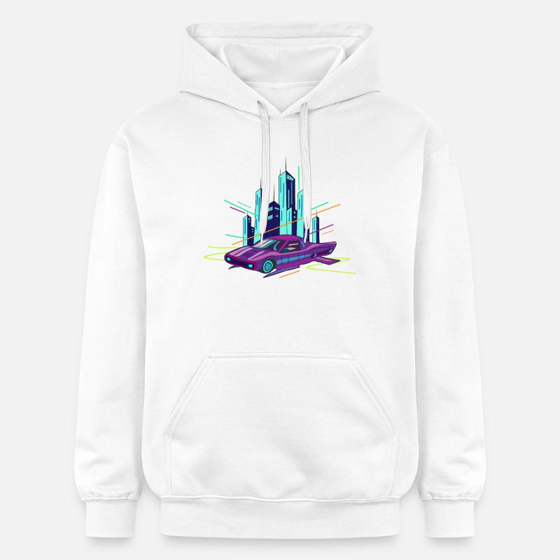 Croiseur néon au-dessus de Skyline - Sweat à capuche Softstyle® Gildan Unisexe - blanc