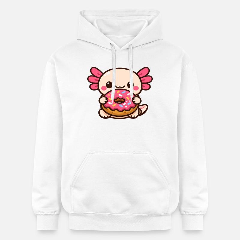 Axolotl Kawaii Donut avec des vermicelles - Sweat à capuche Softstyle® Gildan Unisexe - blanc