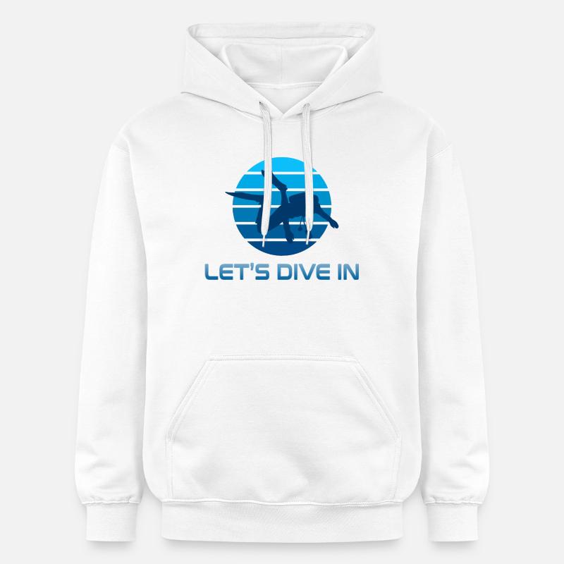 Silhouette de plongeur en rayures bleues - Sweat à capuche Softstyle® Gildan Unisexe - blanc