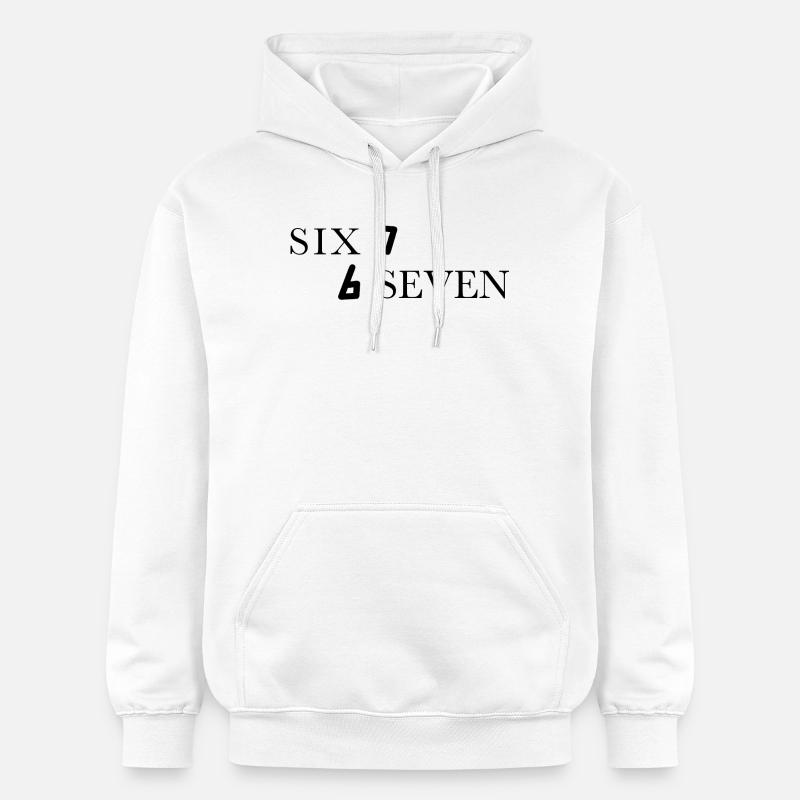 Six Seven 67 Meme Sechs Sieben - Sweat à capuche Softstyle® Gildan Unisexe - blanc