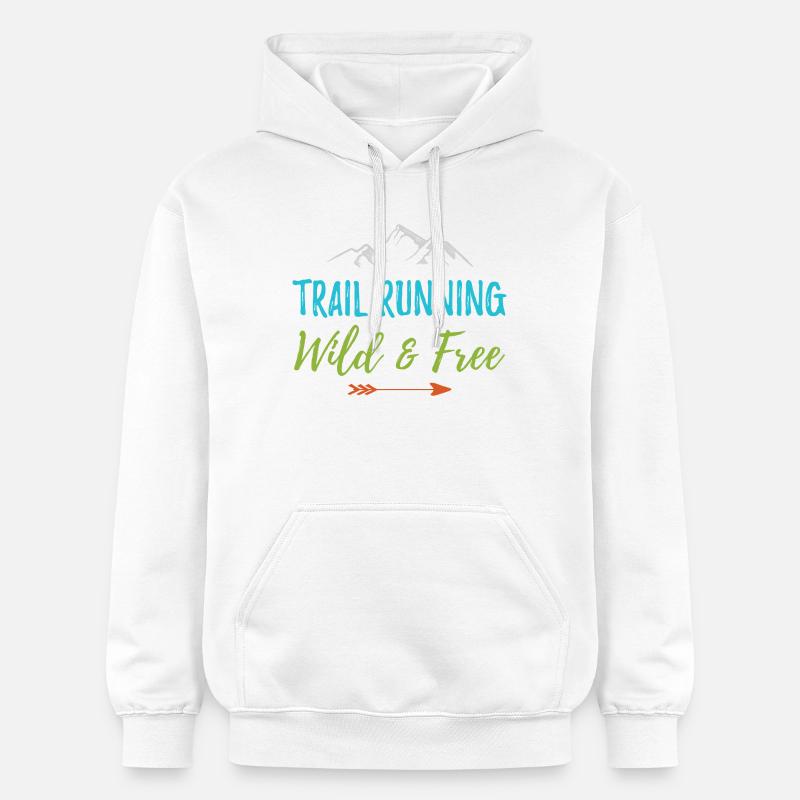 Trail Running – Sauvage et gratuit - Sweat à capuche Softstyle® Gildan Unisexe - blanc