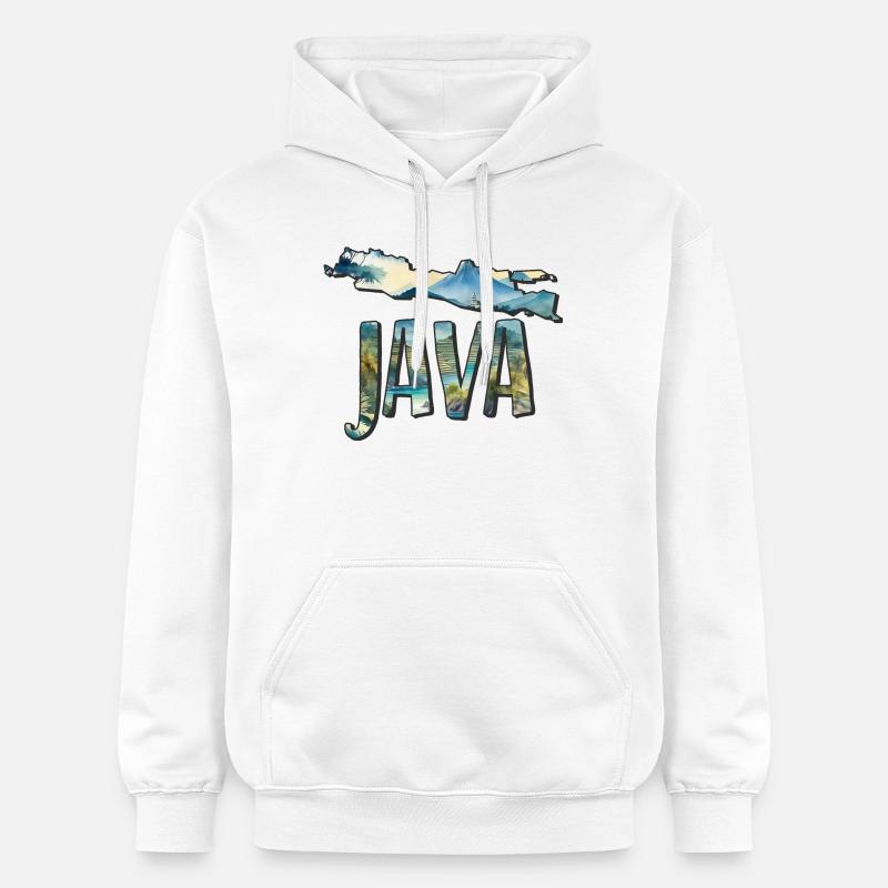 Carte aquarelle Java - Sweat à capuche Softstyle® Gildan Unisexe - blanc