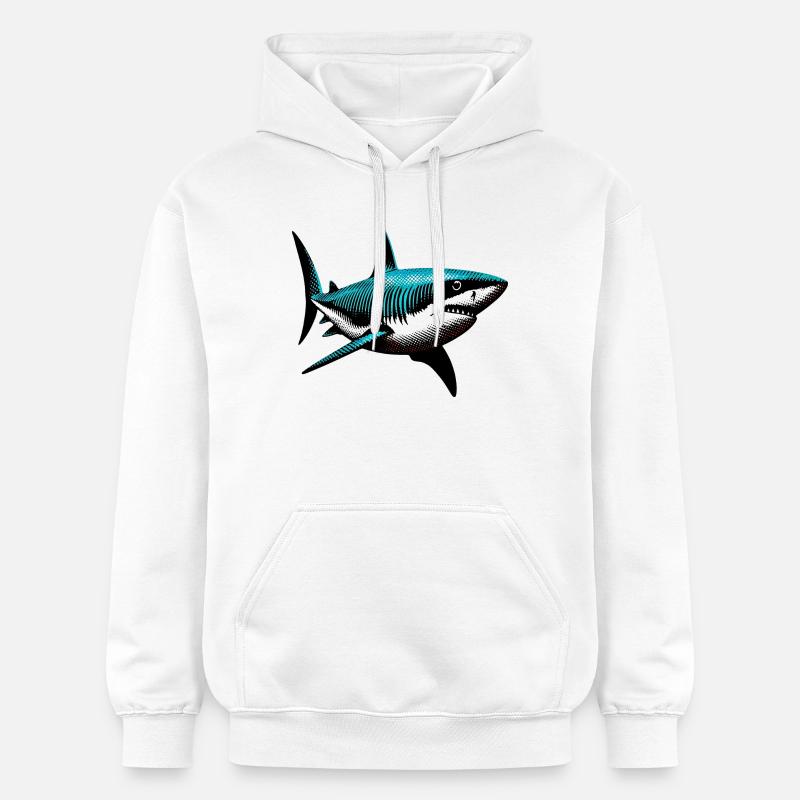 Requin - Sweat à capuche Softstyle® Gildan Unisexe - blanc